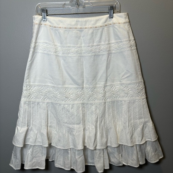 Vintage Karen Millen White Lace Midi/Maxi Skirt with suede/bead belt detailing - Picture 3 of 5